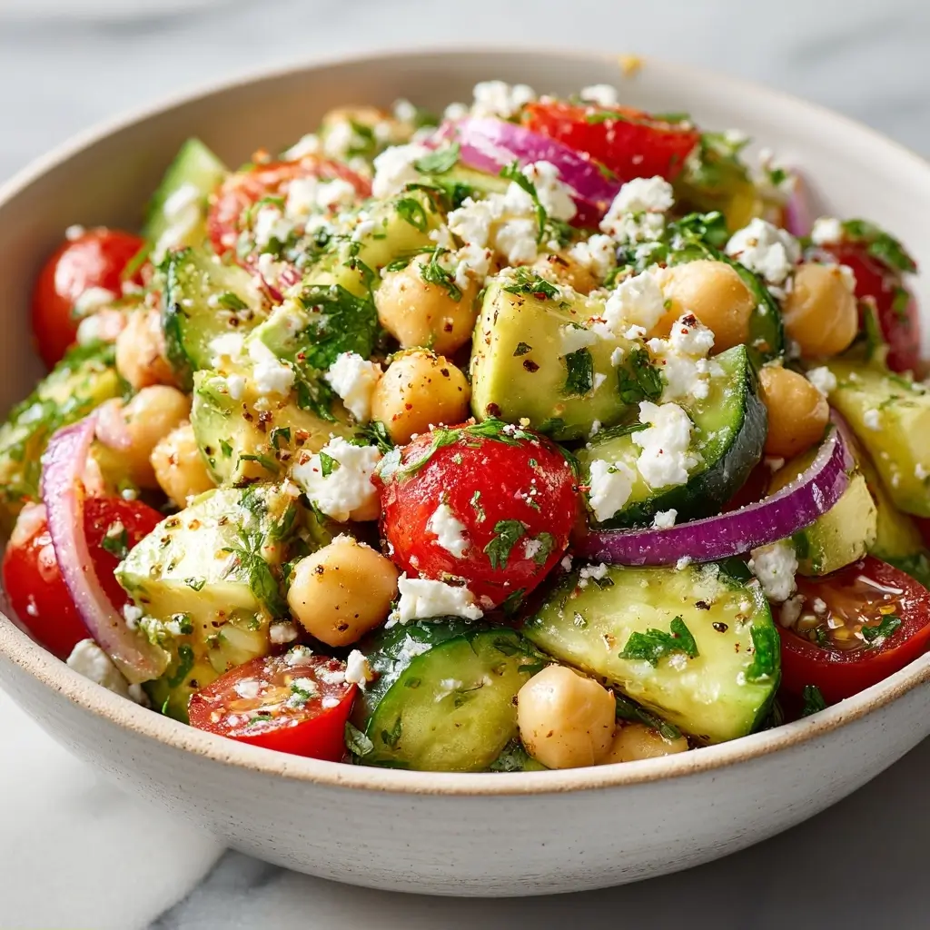 Chickpea Feta Avocado Salad