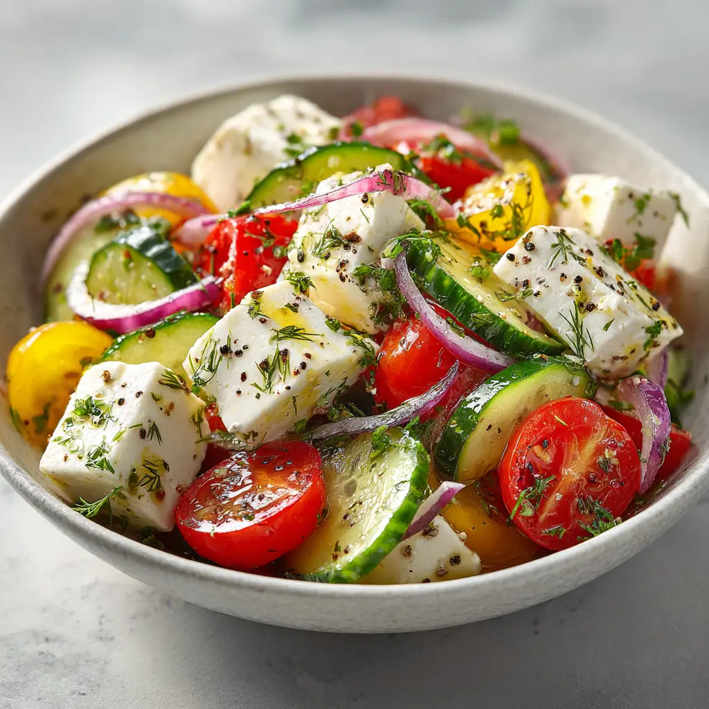 Cucumber Feta Salad With Lemon Greek Vinaigrette