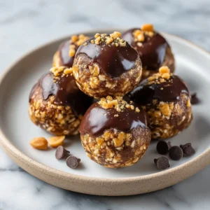 No Bake Chocolate Peanut Butter Protein Balls