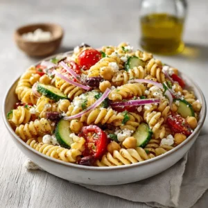 Quick High Protein Greek Pasta Salad