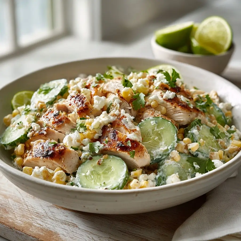 Street Corn Creamy Cucumber Chicken Salad