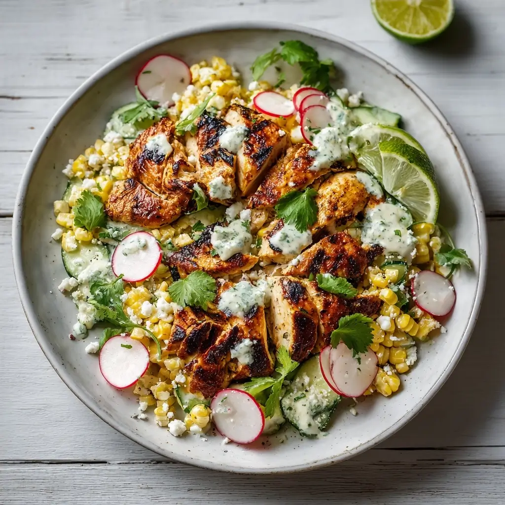 Street Corn Creamy Cucumber Chicken Salad
