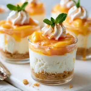 Mini Peach Cheesecake Cups With Graham Cracker Crust