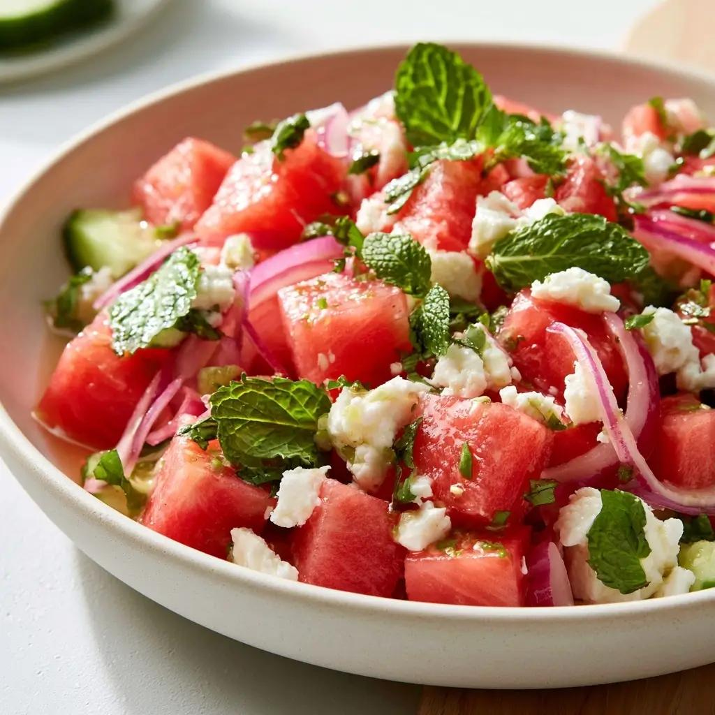 Refreshing Watermelon Feta Mint Salad For Summer Picnics