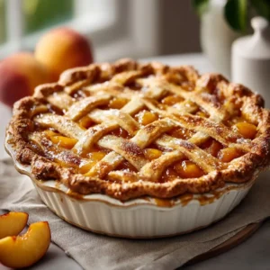 Rustic Peach Pie With Lattice Crust From Scratch
