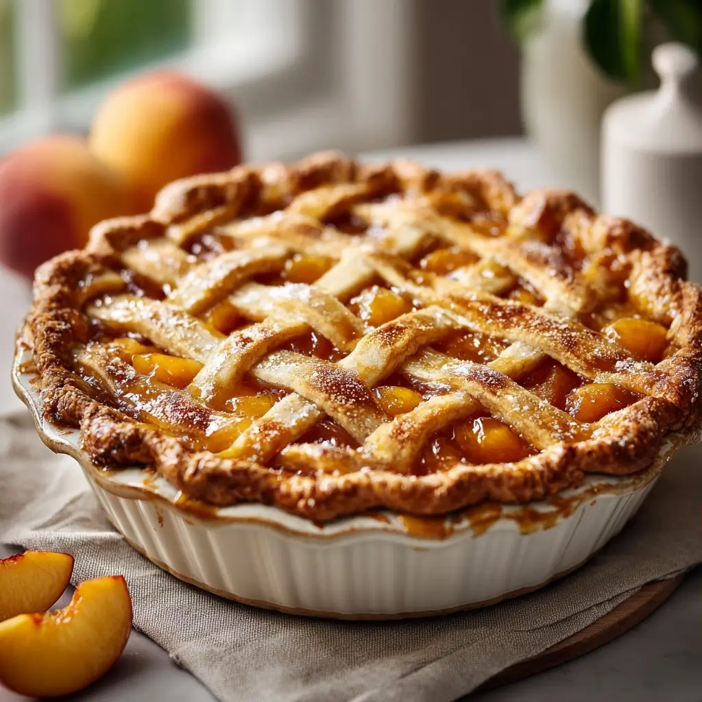 Rustic Peach Pie With Lattice Crust From Scratch