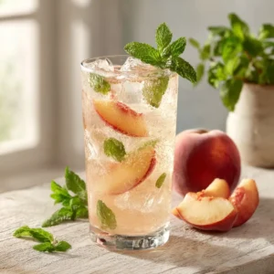 Sparkling Peach Mint Lemonade With Fresh Ginger