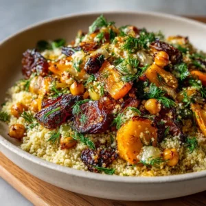 Tangy Lemon Herb Couscous Salad With Roasted Vegetables