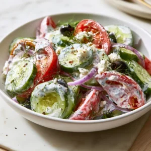 Creamy Greek Cucumber Tomato Salad