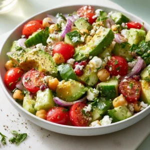 Cucumber Avocado Mediterranean Salad For High Protein Meals