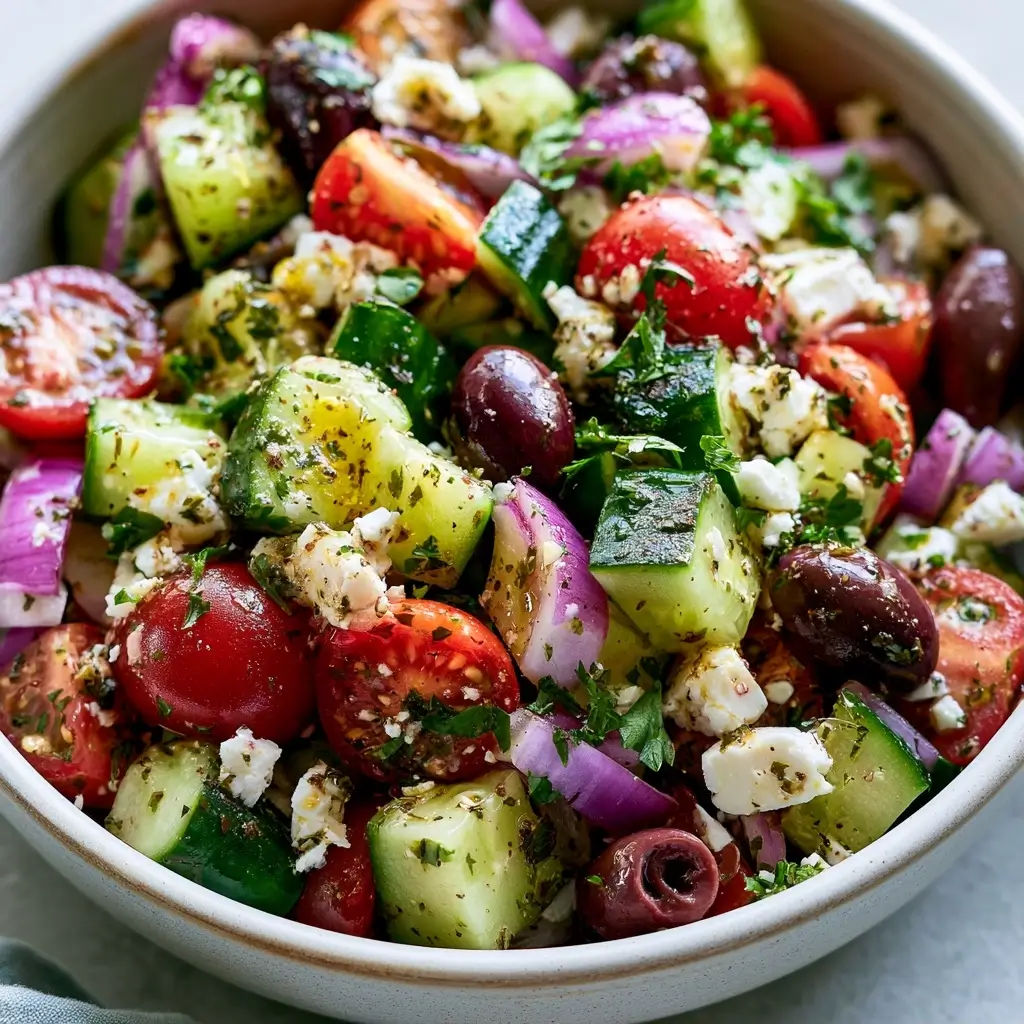 Cucumber Feta Greek Salad For Healthy Meal Prep