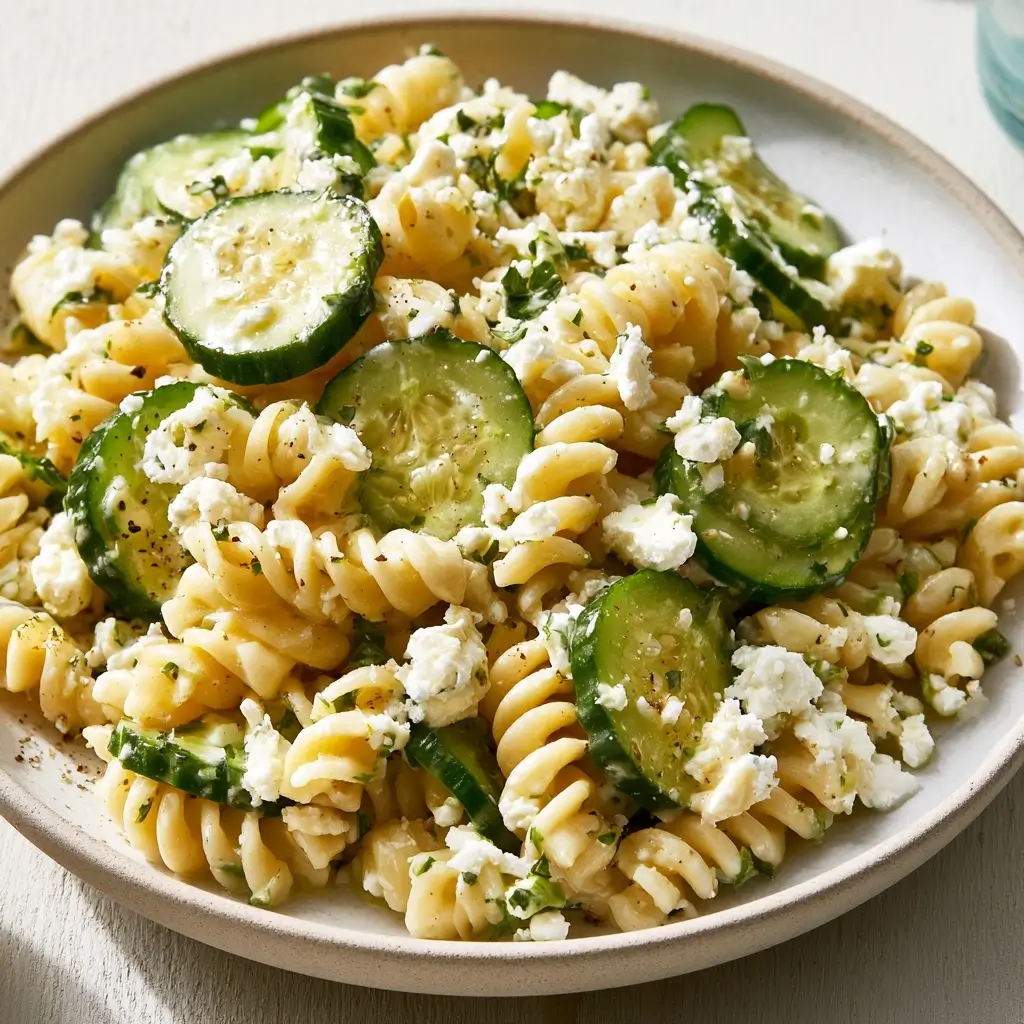 Marinated Cucumber Feta Pasta Salad For Summer Parties