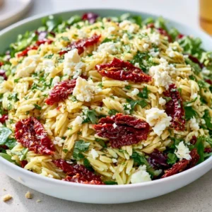Perfect Orzo Pasta Salad With Feta And Sun Dried Tomatoes