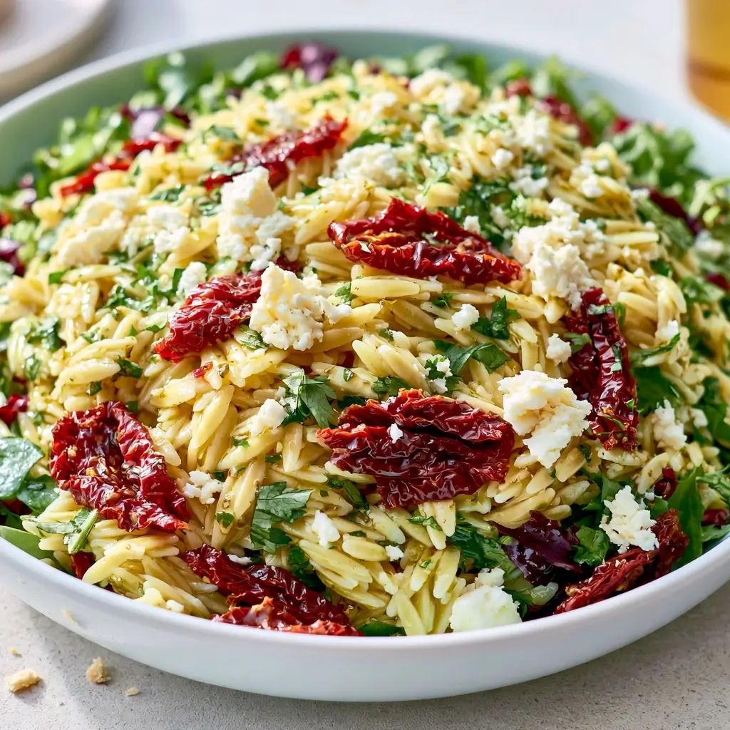 Perfect Orzo Pasta Salad With Feta And Sun Dried Tomatoes
