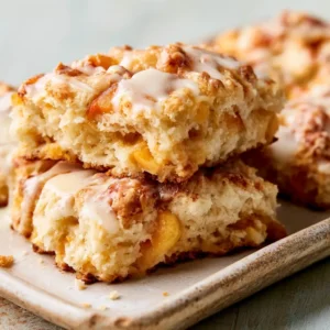 Summer Peach Butter Swim Biscuits With Vanilla Glaze