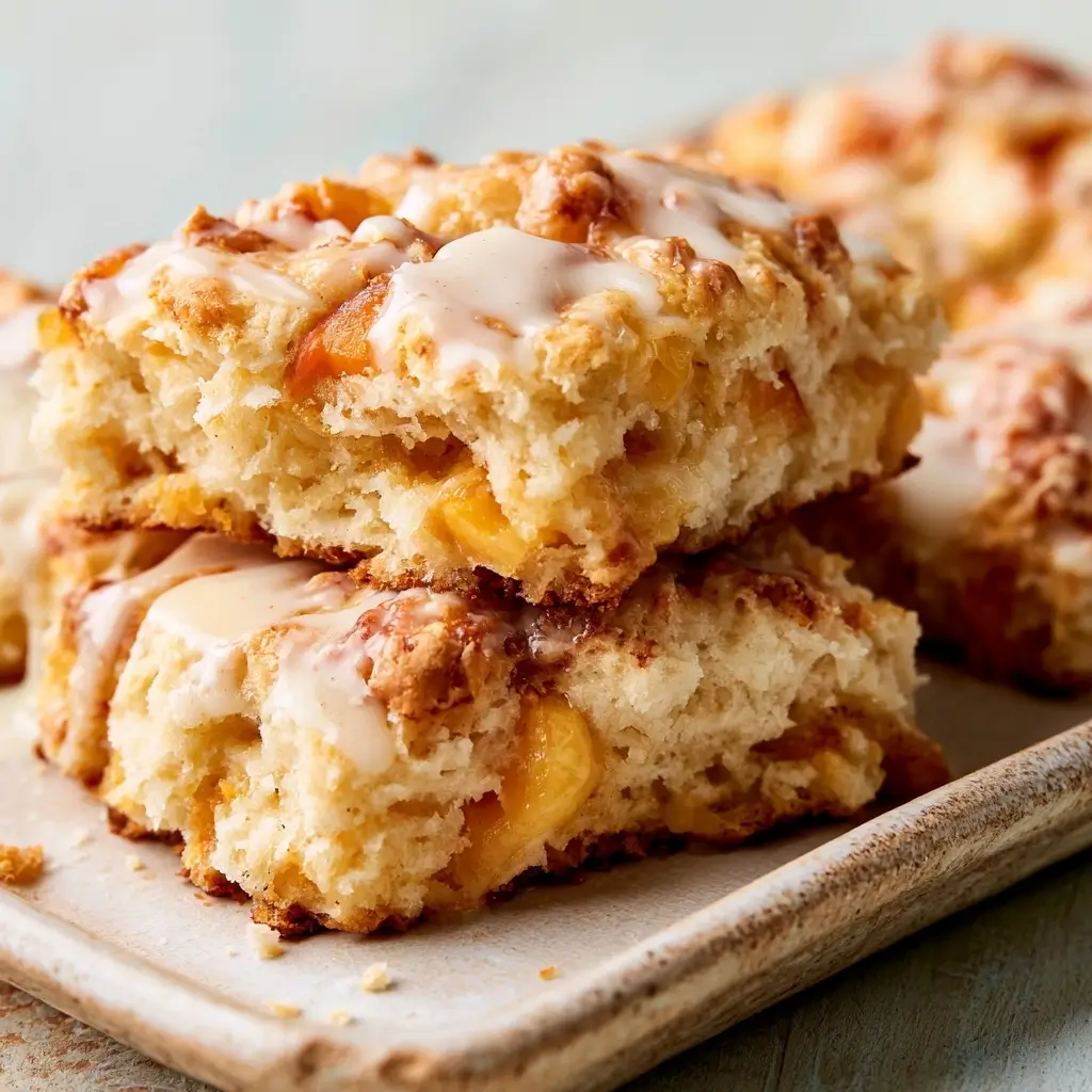 Summer Peach Butter Swim Biscuits With Vanilla Glaze