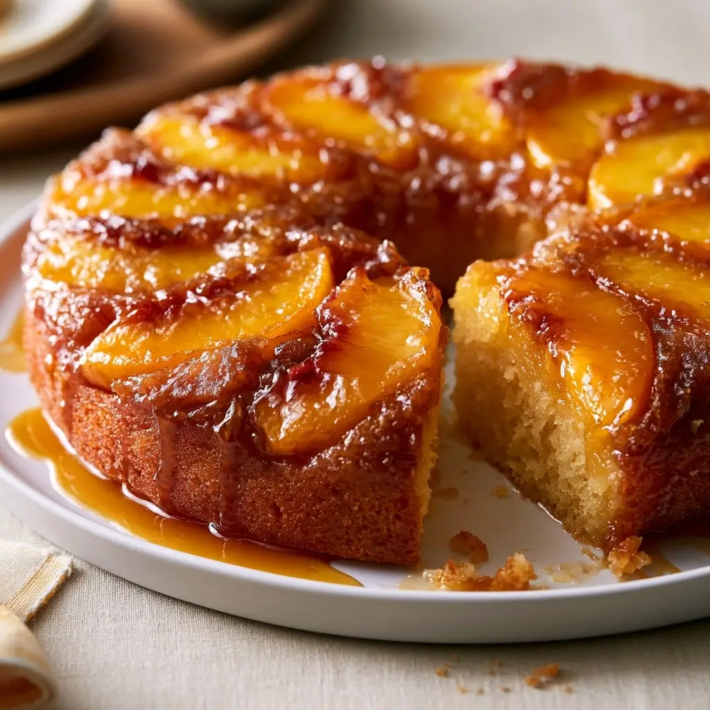 Upside Down Peach Cake