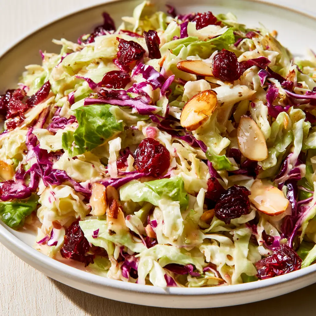 Cranberry Almond Thanksgiving Slaw With Apple Cider Vinaigrette | Thanksgiving Coleslaw Salad