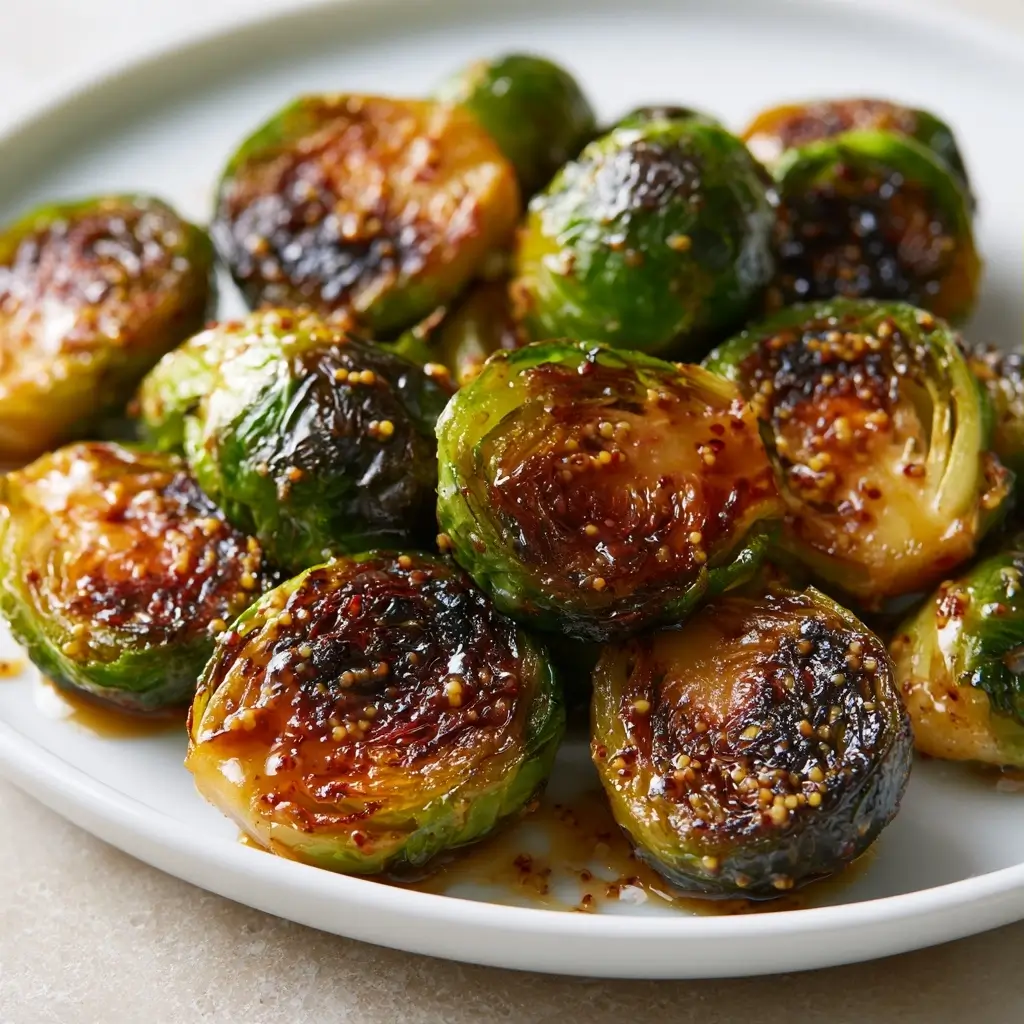 Crispy Brussels Sprouts With Maple Mustard Glaze