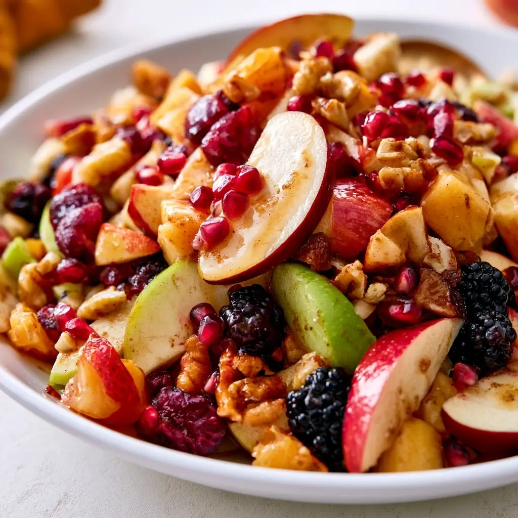 Delicious Apple Fruit Salad With Warm Fall Spice Dressing. Perfect For Thanksgiving