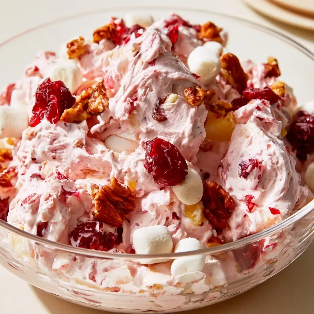 Festive Cranberry Fluff Salad | Perfect For Any Potluck Or Holiday Gathering