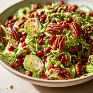 Shaved Brussels Sprout Salad With Pomegranate And Candied Pecans | Thanksgiving Salad