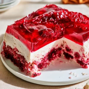 Tangy Cranberry Jello Salad With Cream Cheese Topping For Thanksgiving