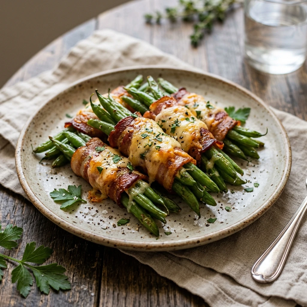 Cheesy Bacon-Wrapped Green Bean Bundles