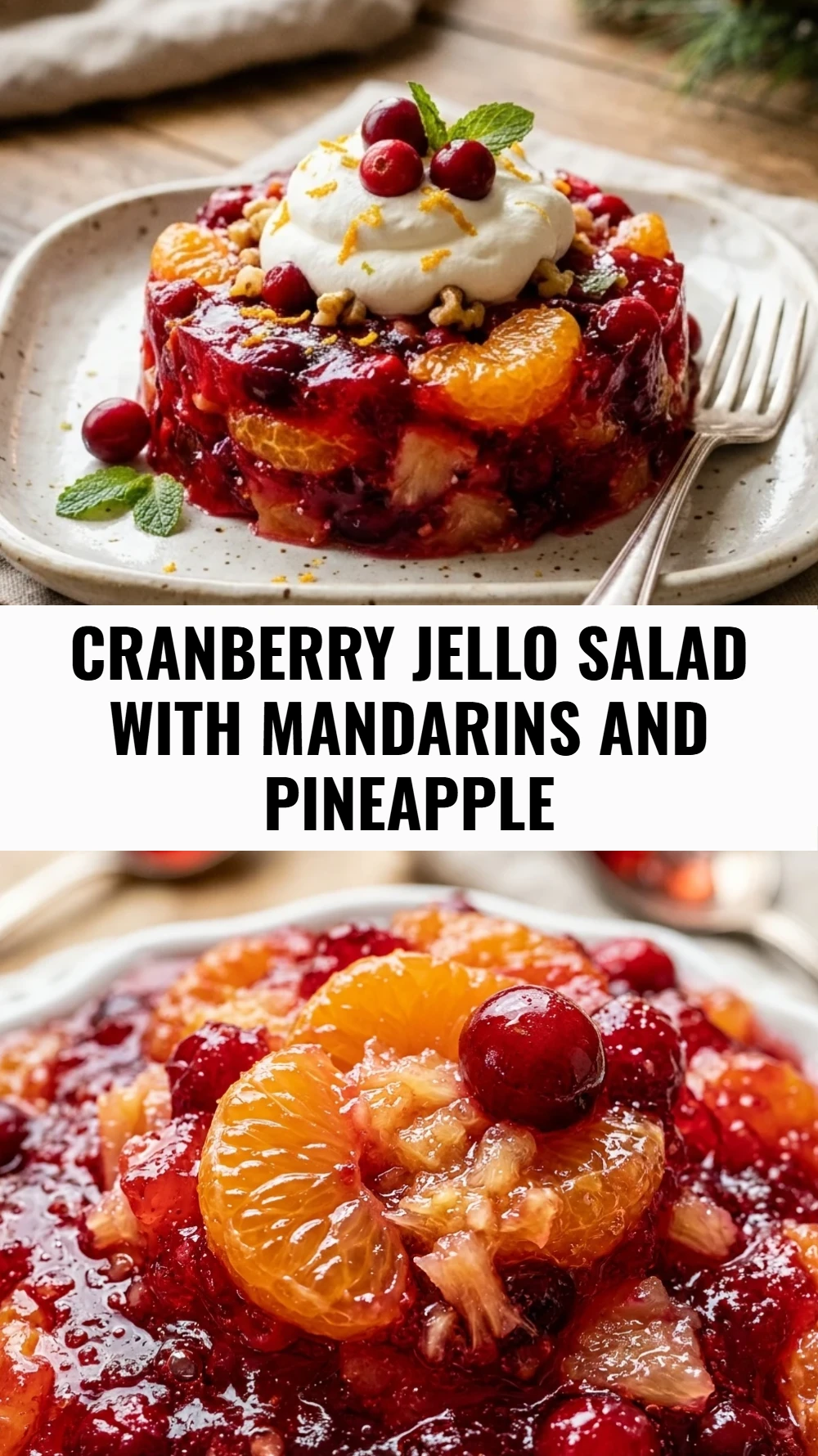 Cranberry Jello Salad with Mandarins and Pineapple