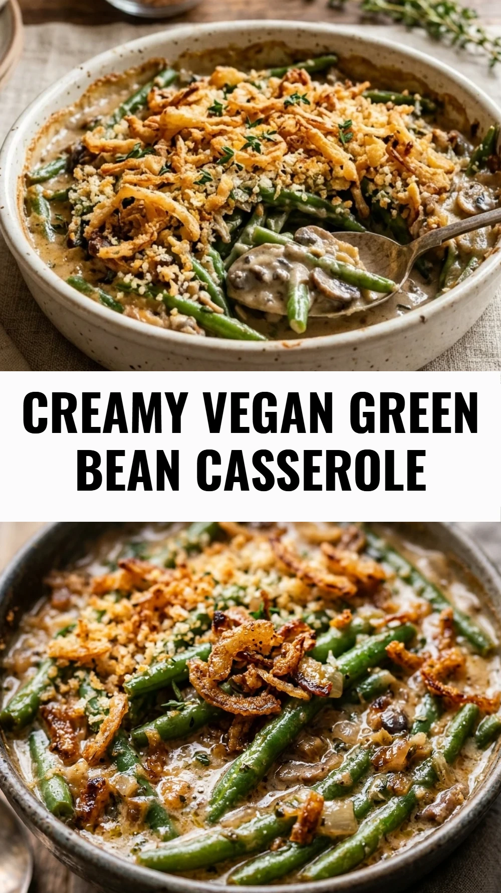 Creamy Vegan Green Bean Casserole
