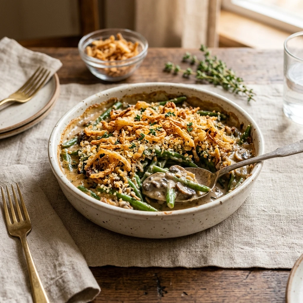 Creamy Vegan Green Bean Casserole