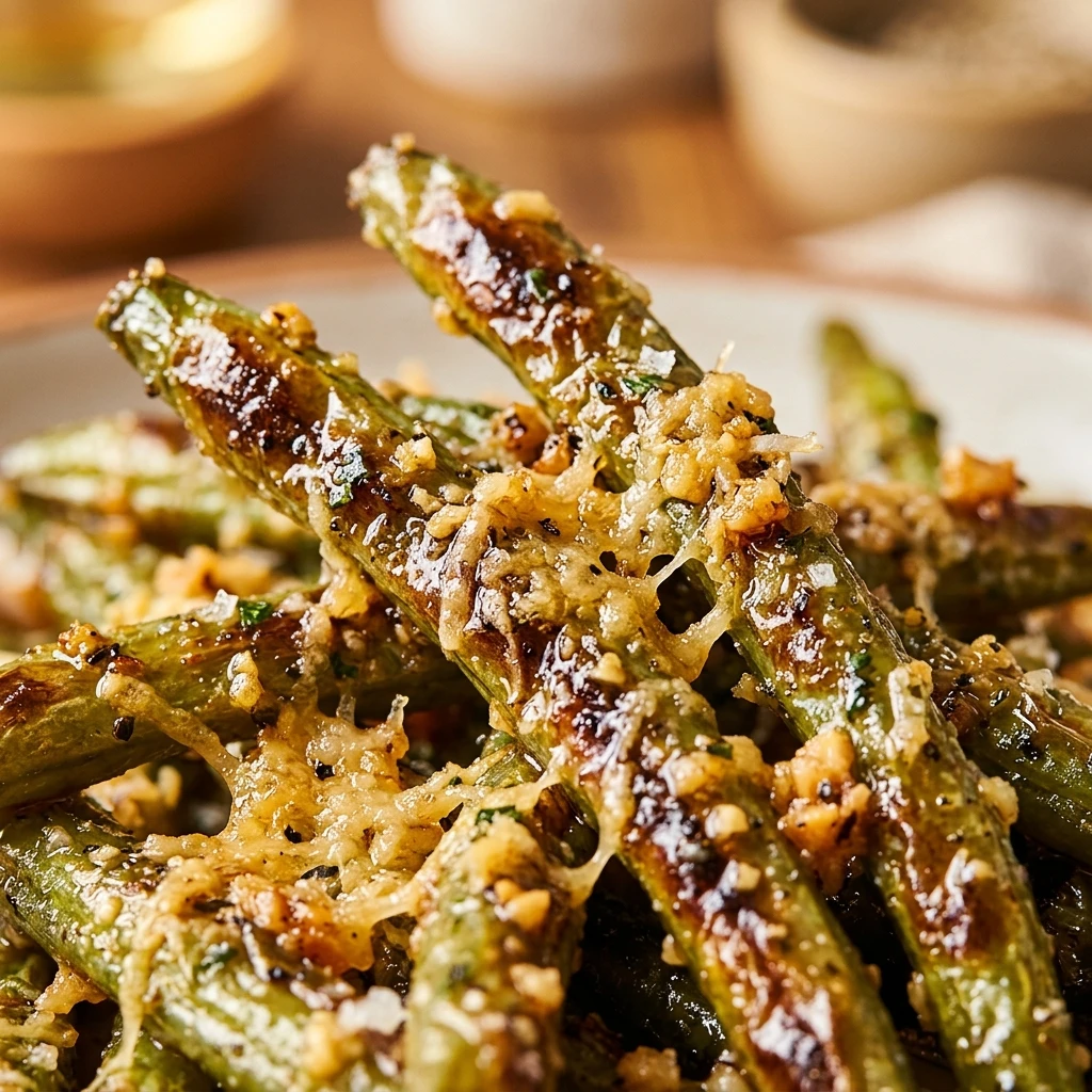 Crispy Garlic Parmesan Roasted Green Beans