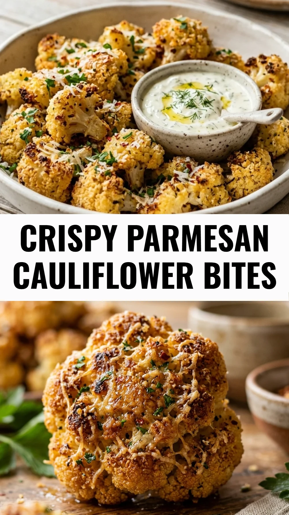 Crispy Parmesan Cauliflower Bites