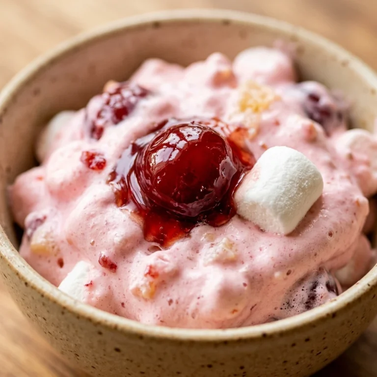 Easy Cherry Fluff Salad with Cherry Pie Filling