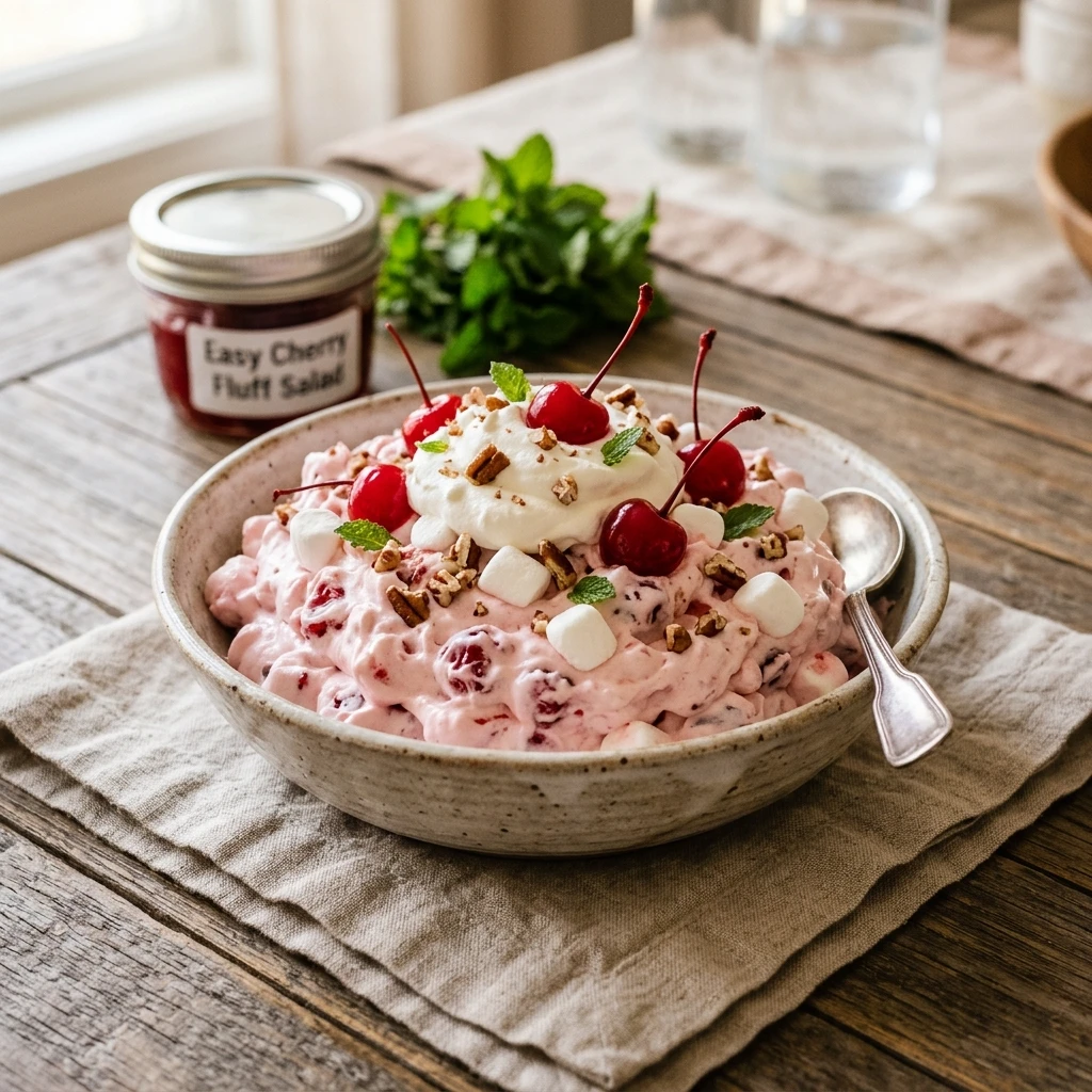 Easy Cherry Fluff Salad with Cherry Pie Filling