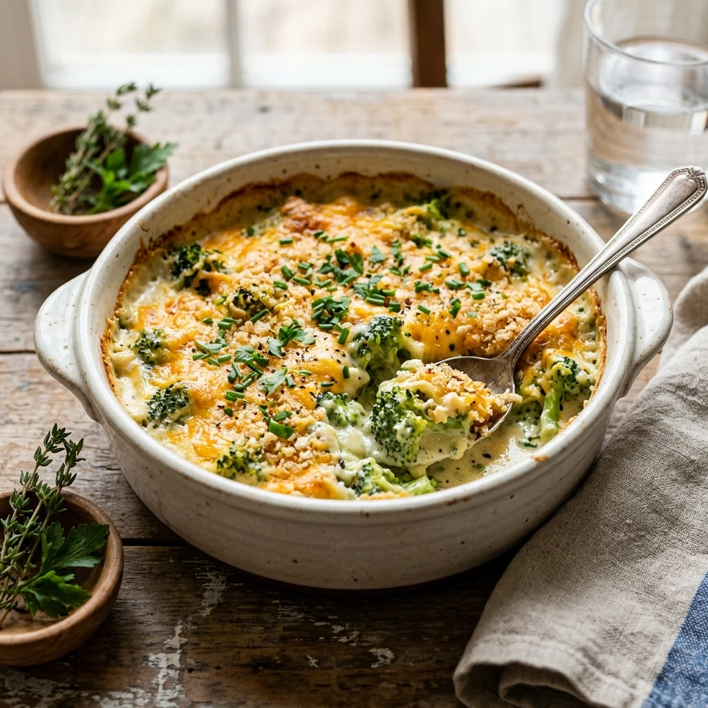 Easy & Creamy Broccoli Cheese Casserole