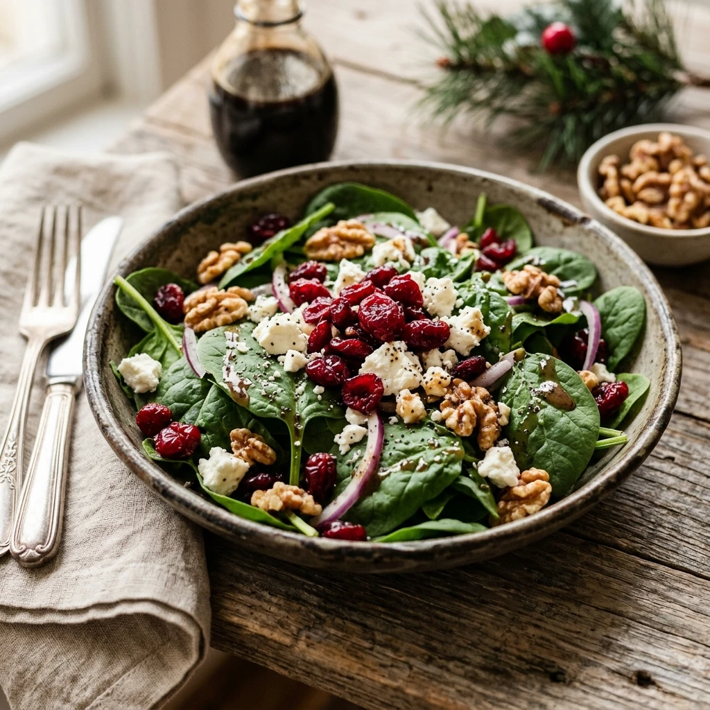 Festive Spinach Cranberry Salad