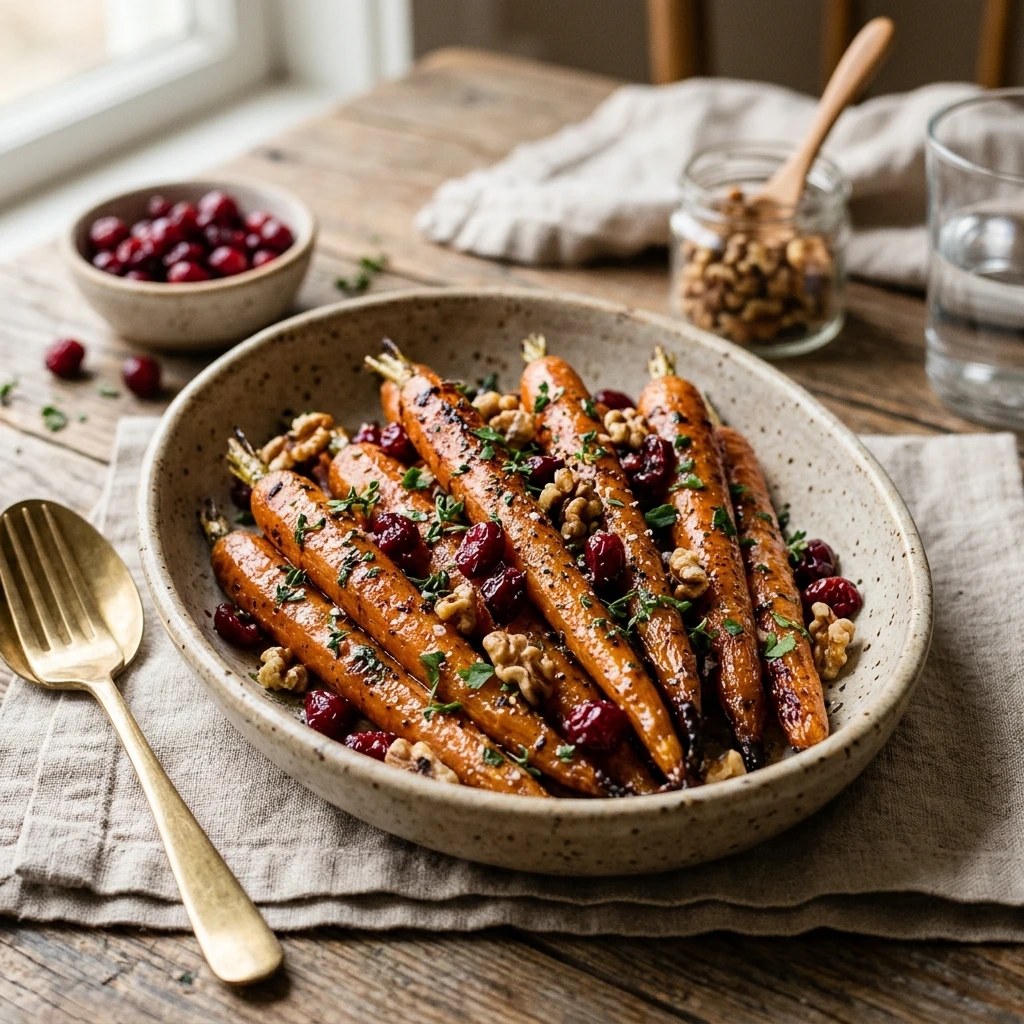 Maple Roasted Carrots with Cranberries