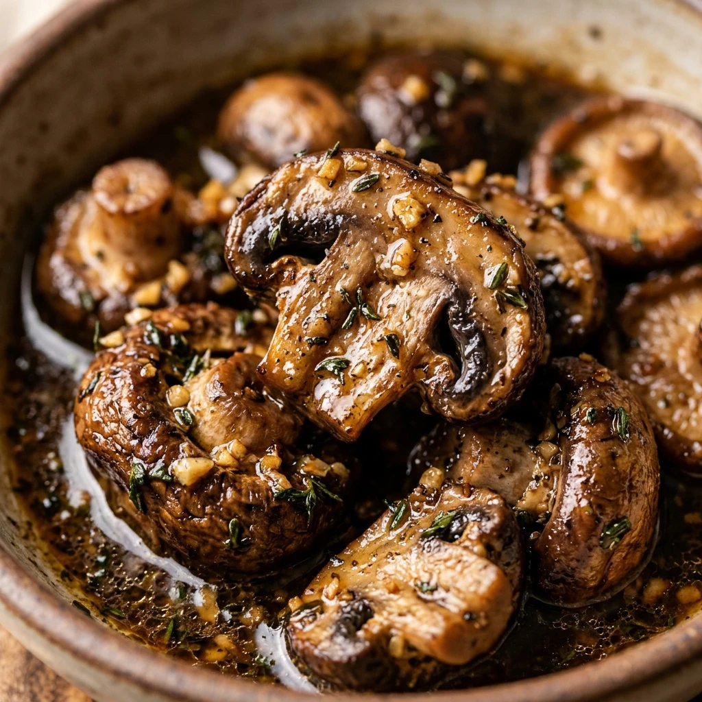 Roasted Mushrooms in a Browned Butter, Garlic and Thyme Sauce