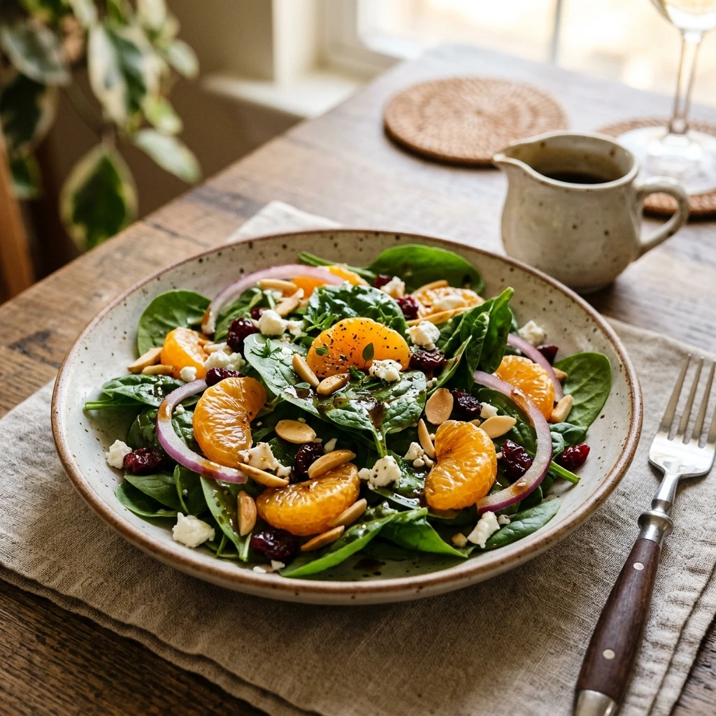 Spinach Mandarin Salad with Honey Balsamic Dressing